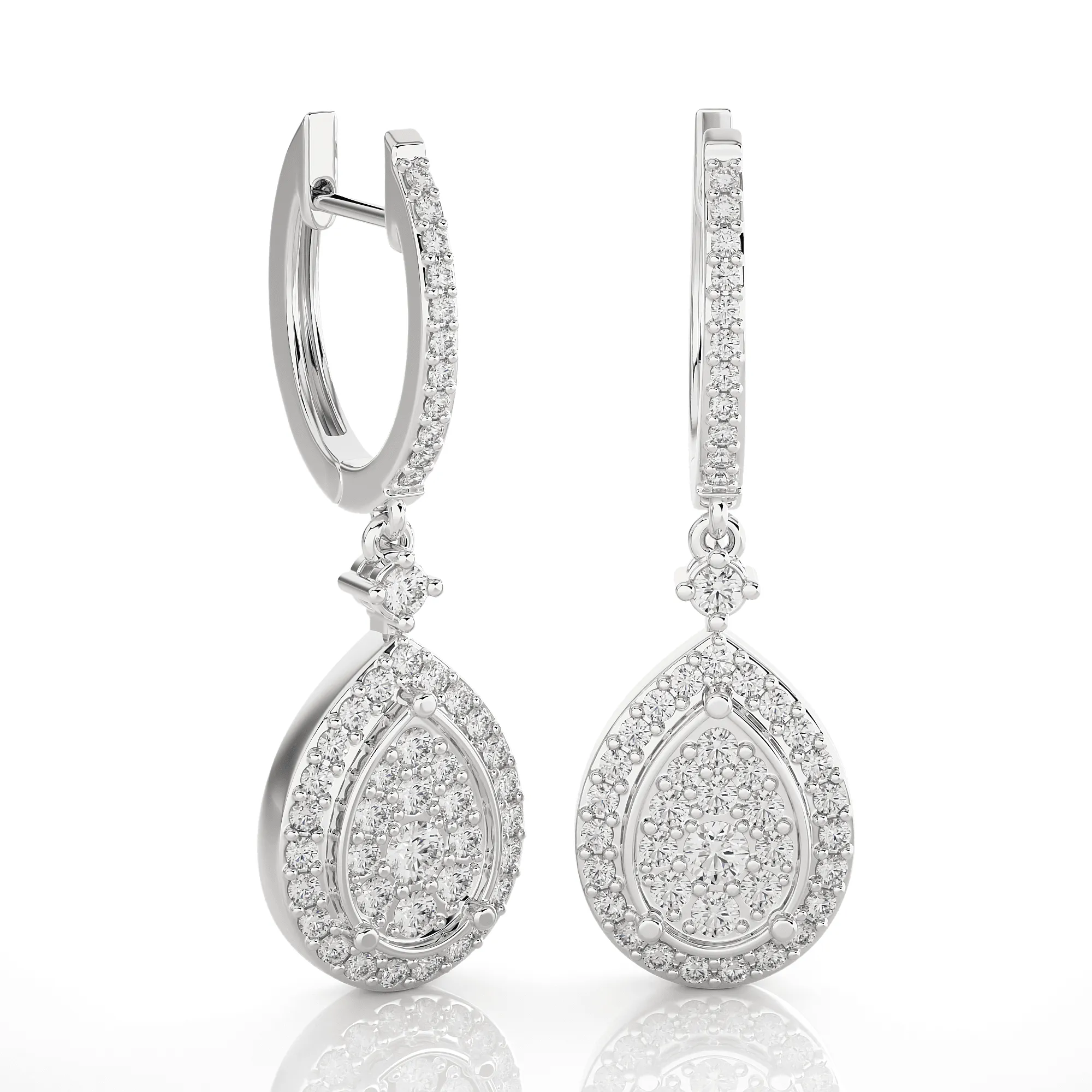 1 5/8 ctw Round Lab Grown Diamond Drop Earrings