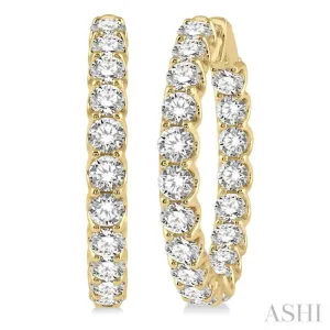 10 Ctw Inside-Out Round Cut Diamond Hoop Earrings in 14K Yellow Gold