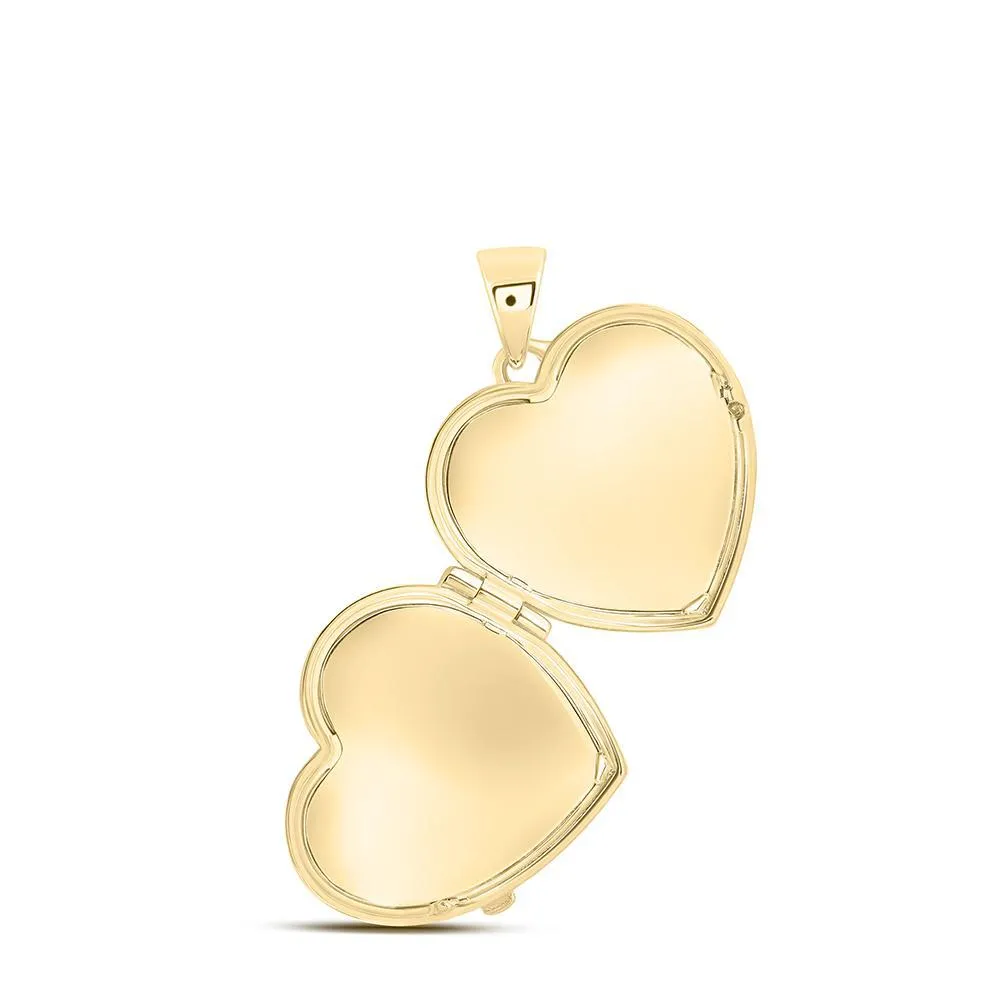 10k Yellow Gold Diamond Heart Locket Pendant Charm