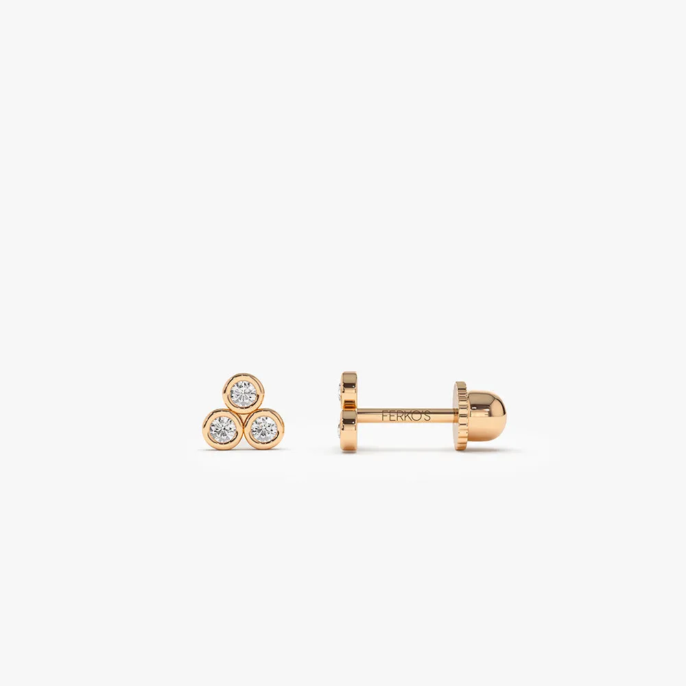 14K Dainty Diamond Trio Helix Piercing