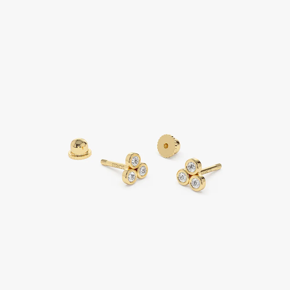 14K Dainty Diamond Trio Helix Piercing