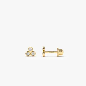 14K Dainty Diamond Trio Helix Piercing