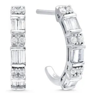 14k Diamond Half Hoop Earrings