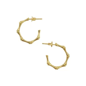 14k Gold Plated Bamboo Hoop Earrings