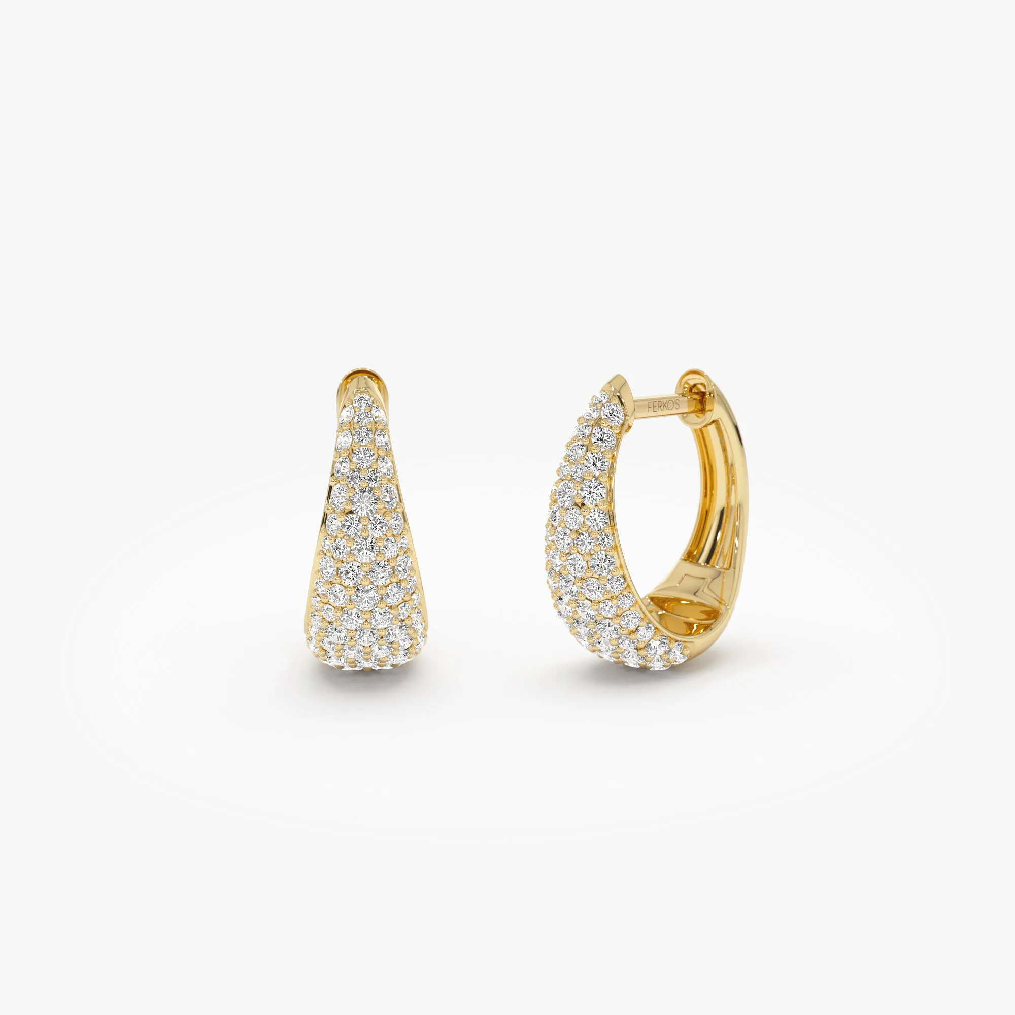 14K Gold Teardrop Diamond Hoop Earrings