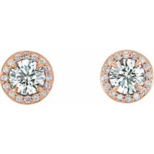 14K Rose 1 CTW Natural Diamond Halo-Style Earrings