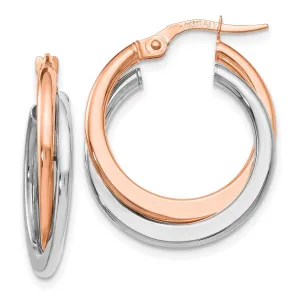 14k Two Tone Gold Hinged Double Hoop Earrings