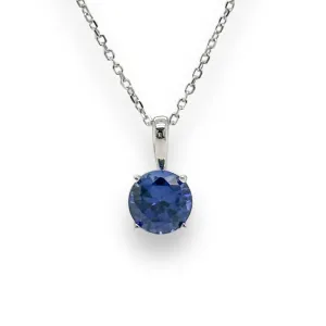 14K W Gold 0.89ct 6mm Lab-Created Sapphire Pendant