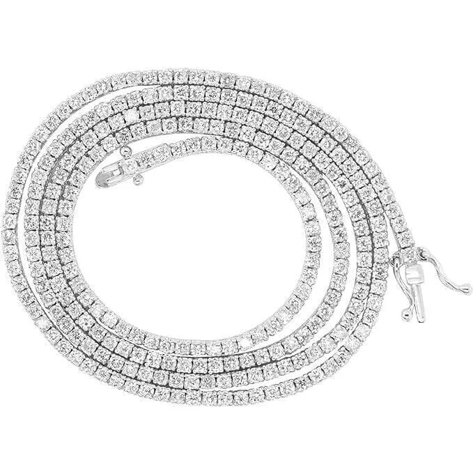 14k White Gold 4.20 Ct.T.W. Earth Mined Real Diamond Pretty Tennis Necklace 16"