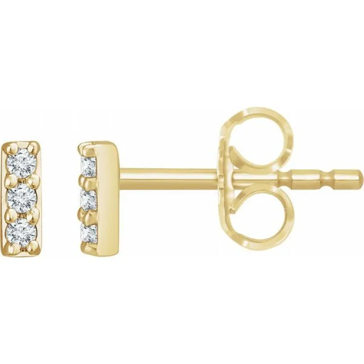 14K Yellow .05 CTW Lab-Grown Diamond Bar Earrings