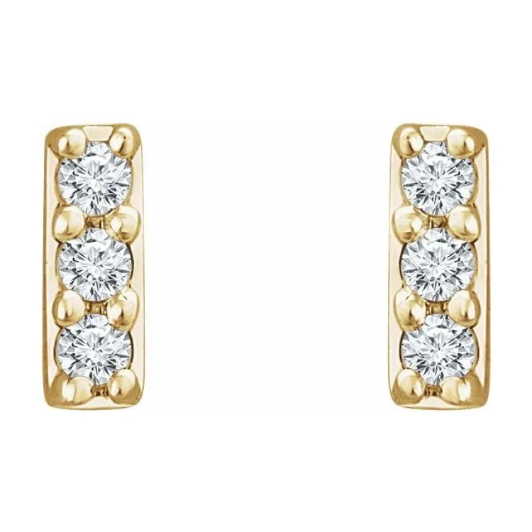 14K Yellow .05 CTW Lab-Grown Diamond Bar Earrings