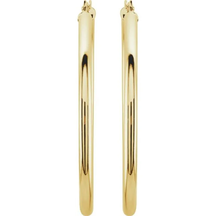 14K Yellow 48 mm Tube Hoop Earrings