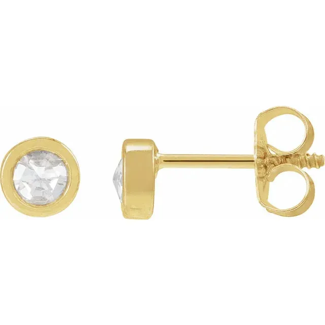 14K Yellow Gold .06 CTW Rose-Cut Natural Diamond Threaded Post Earrings