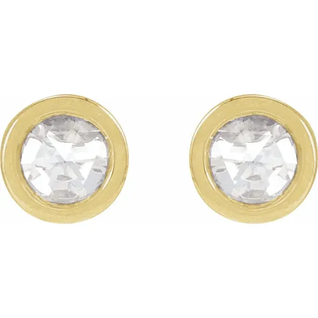 14K Yellow Gold .06 CTW Rose-Cut Natural Diamond Threaded Post Earrings