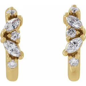 14K Yellow Gold 1/5 CTW Natural Diamond Huggie Earrings