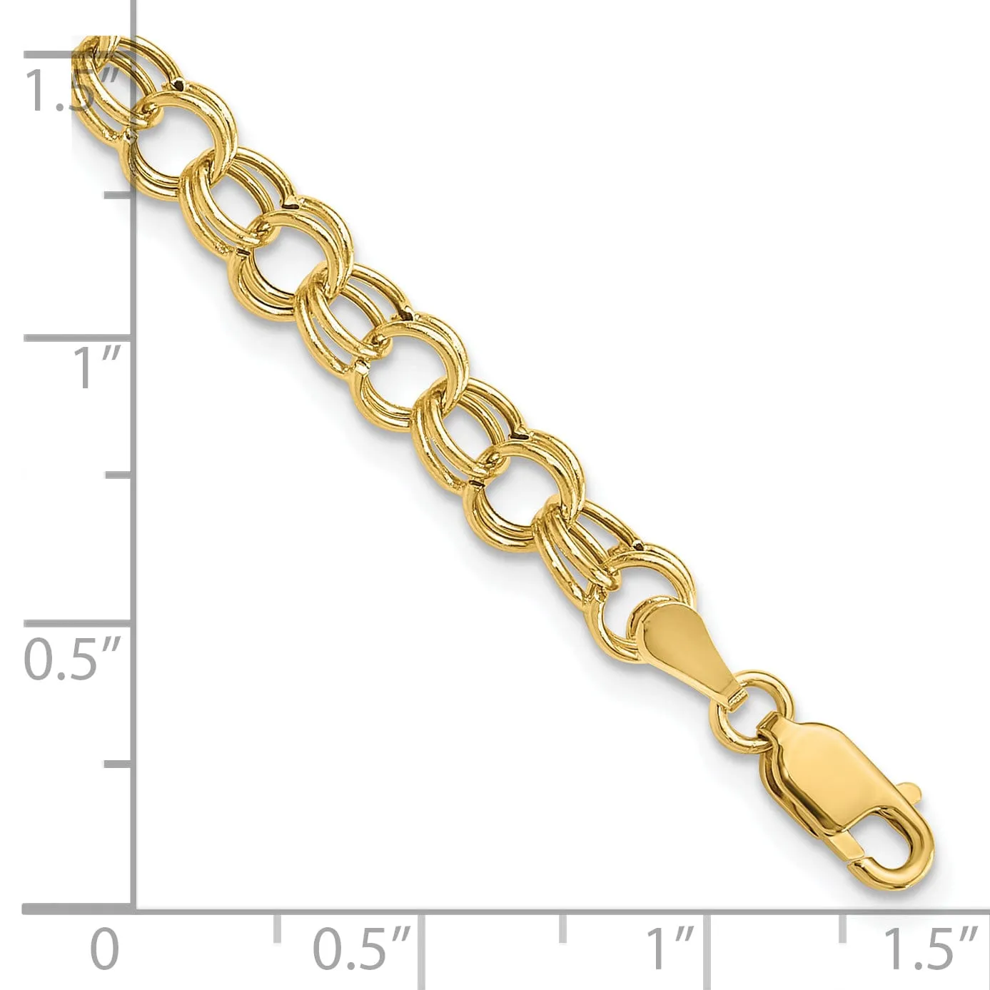 14k Yellow Gold Charm Bracelet - 6mm, 7-inch, Lobster Clasp