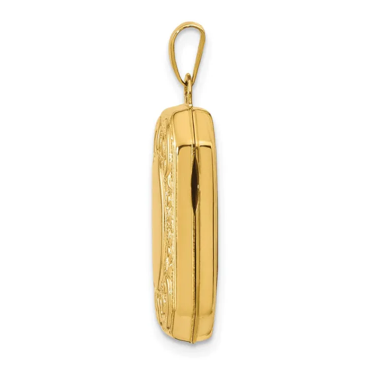 14k Yellow Gold Fancy Rectangle Locket