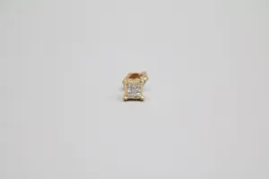 14K Yellow Gold Princess Cut Stud Diamond Earring (.045CTW)