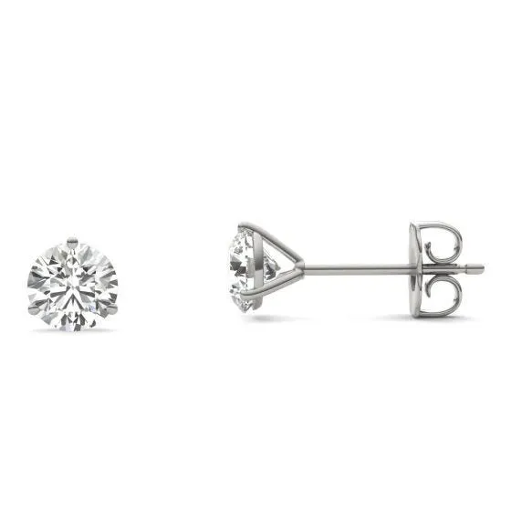 14KT WHITE GOLD DIAMOND STUD LAB CREATED EARRINGS .75CTTW