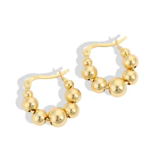 17mm Flowing Beaded Hoops Earrings