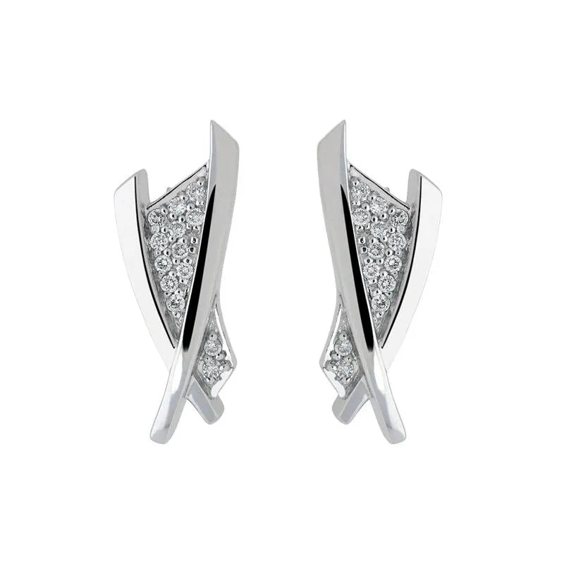 18ct White Gold 0.15ct Diamond Crossover Stud Earrings