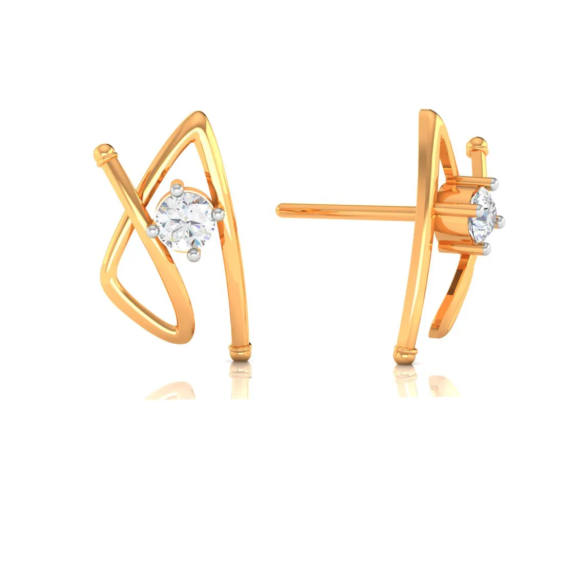 18k A-shape Gold & Diamond Earrings