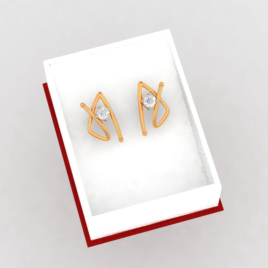 18k A-shape Gold & Diamond Earrings