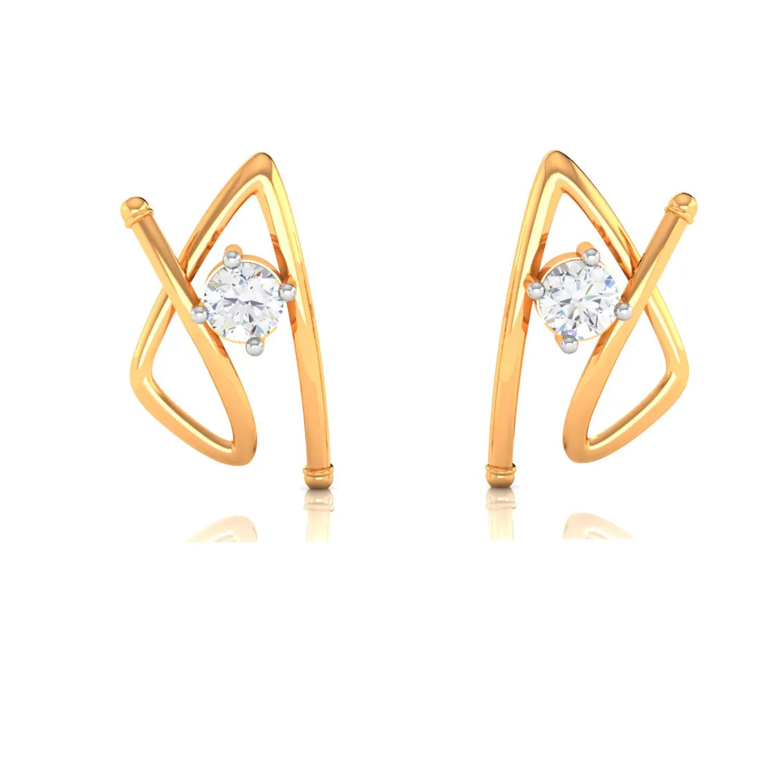 18k A-shape Gold & Diamond Earrings