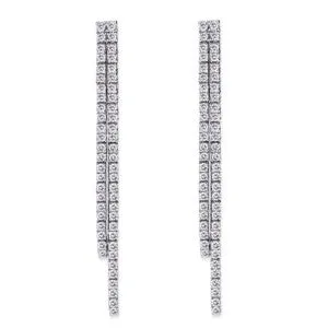 18K White Gold Diamond Dangle Earrings