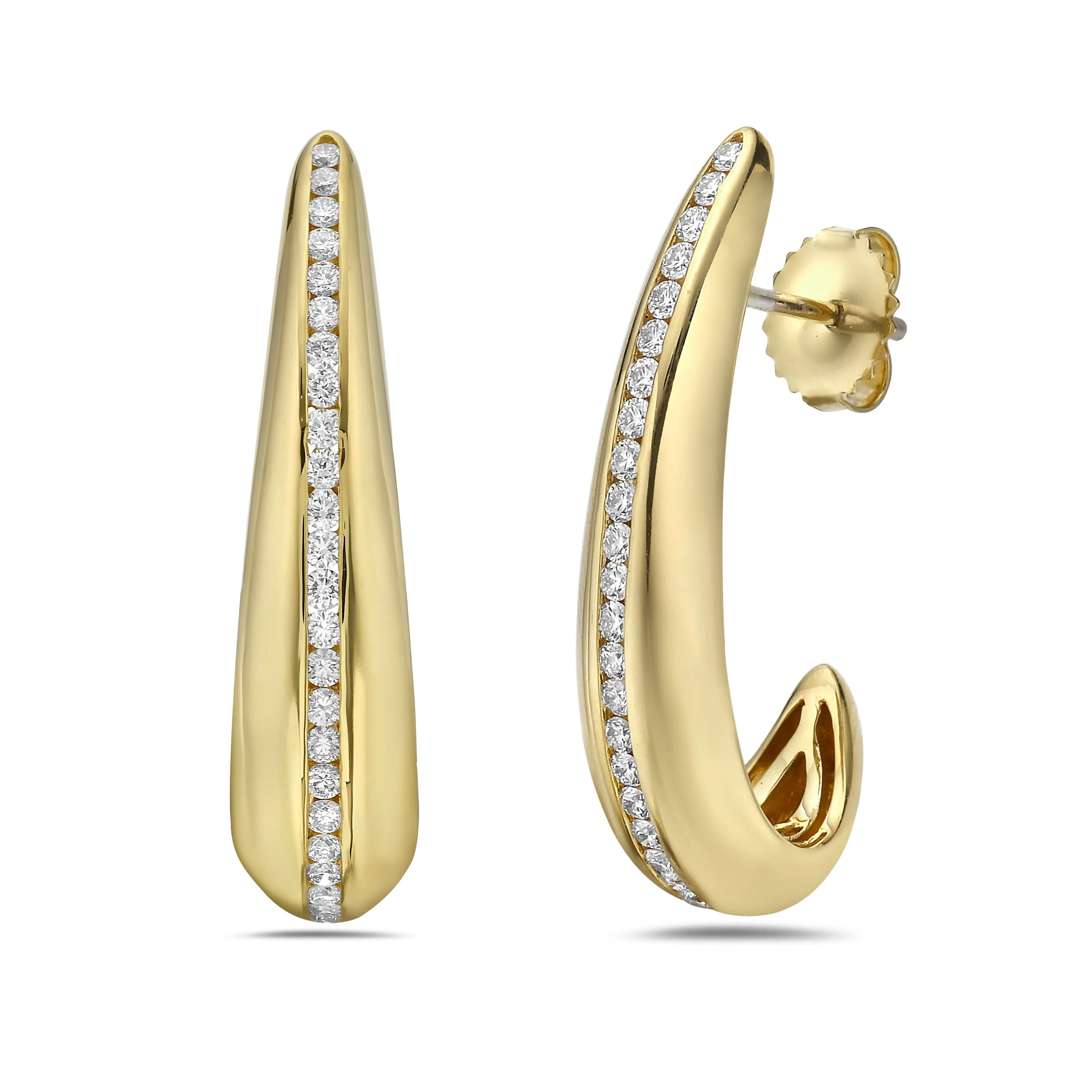 18K Yellow Natural Diamond "J" Earrings