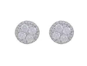 18kt White Gold Diamond Round Stud Earrings