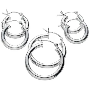 3-Pack: Sterling Silver Hoop Earrings