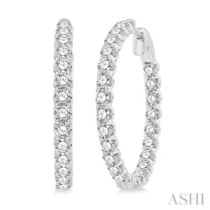 5 Ctw Inside-Out Round Cut Diamond Hoop Earrings in 14K White Gold