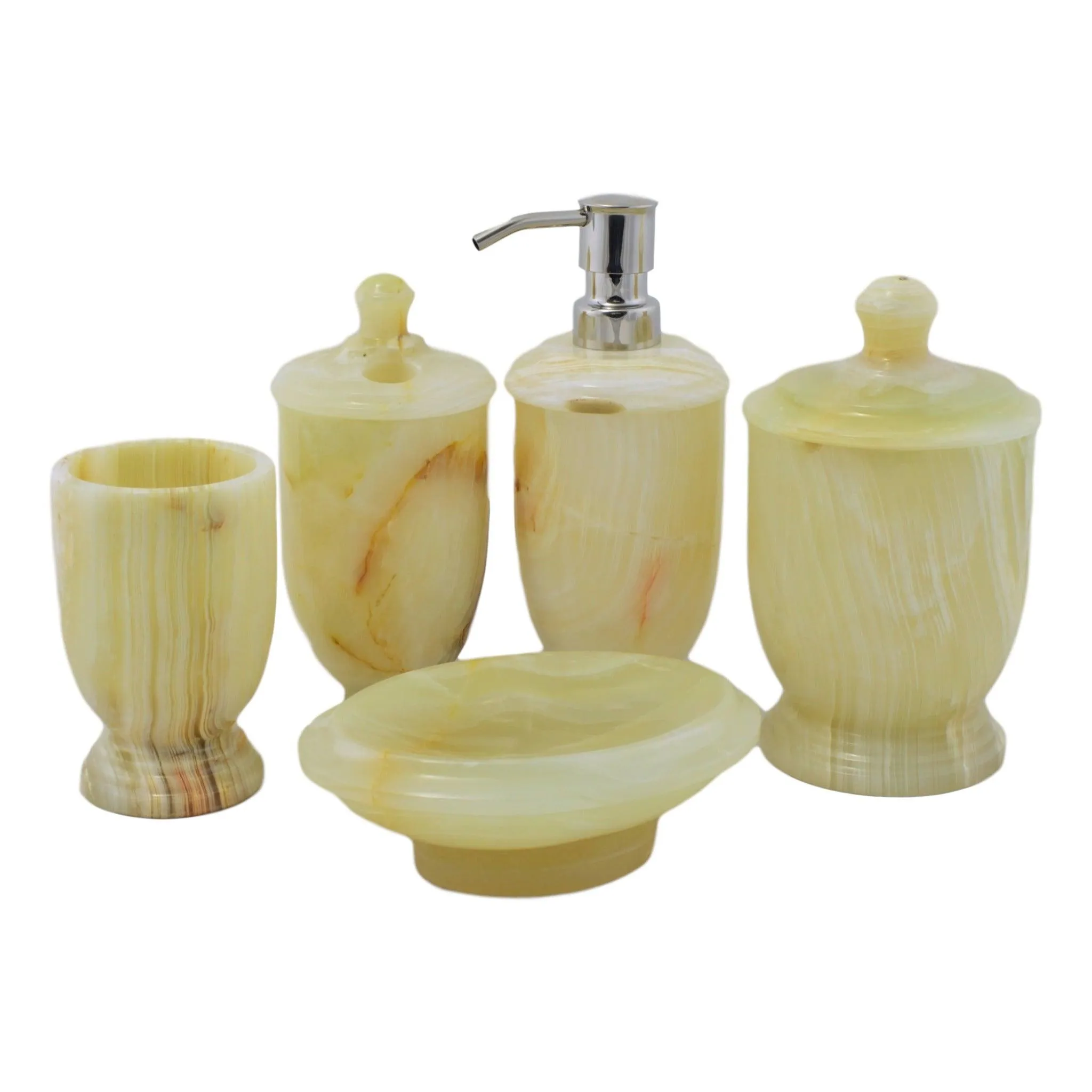 5-Piece Onyx Bath Set of Pistachio Onyx