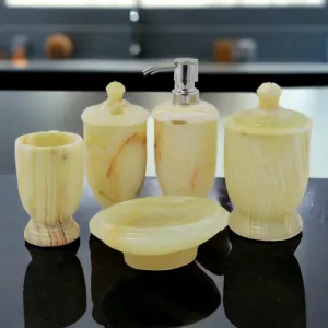 5-Piece Onyx Bath Set of Pistachio Onyx