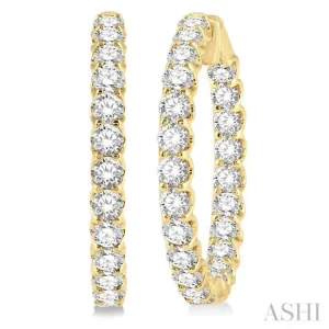 7 Ctw Round Cut Diamond In-Out Hoop Earring in 14K Yellow Gold