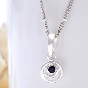 92.5 Silver Blue Spiral Necklace