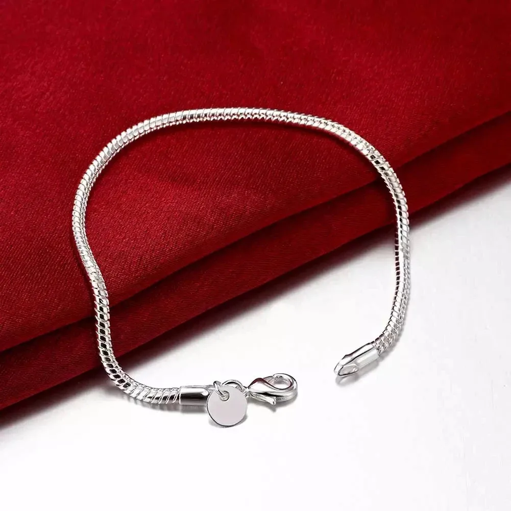 925 Sterling Silver Exquisite Solid Chain Bracelet Fashion Charm Women Men Solid Wedding Cute Simple Models Jewelry