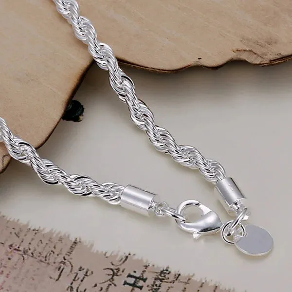 925 Sterling Silver Exquisite Solid Chain Bracelet Fashion Charm Women Men Solid Wedding Cute Simple Models Jewelry