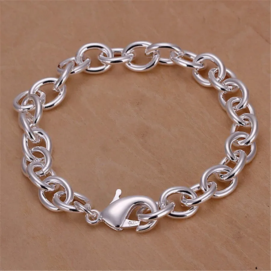 925 Sterling Silver Exquisite Solid Chain Bracelet Fashion Charm Women Men Solid Wedding Cute Simple Models Jewelry