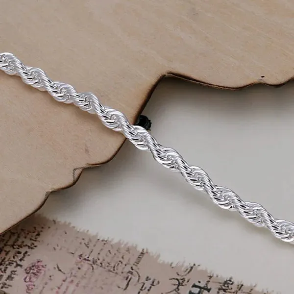 925 Sterling Silver Exquisite Solid Chain Bracelet Fashion Charm Women Men Solid Wedding Cute Simple Models Jewelry