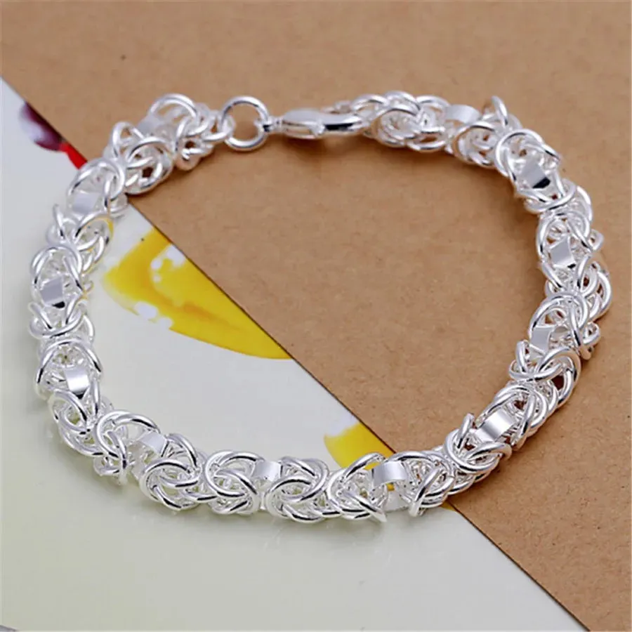 925 Sterling Silver Exquisite Solid Chain Bracelet Fashion Charm Women Men Solid Wedding Cute Simple Models Jewelry