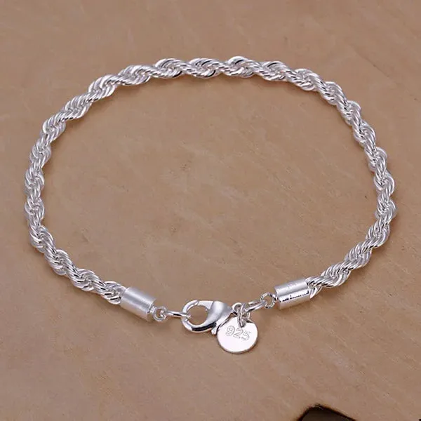 925 Sterling Silver Exquisite Solid Chain Bracelet Fashion Charm Women Men Solid Wedding Cute Simple Models Jewelry