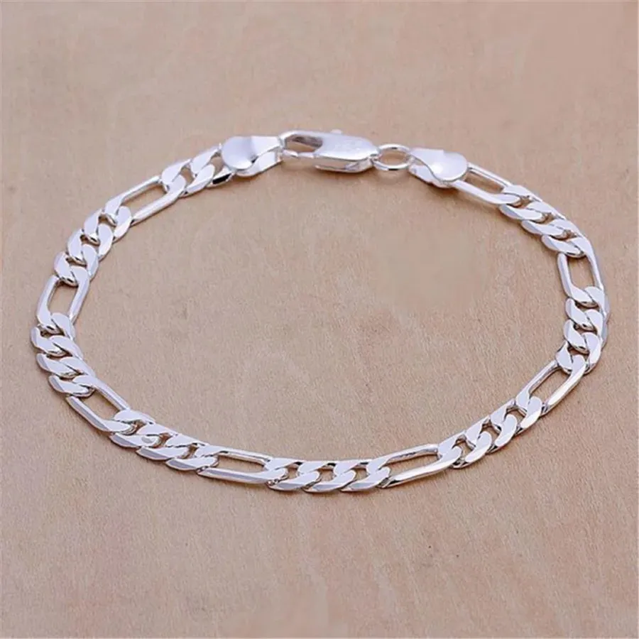 925 Sterling Silver Exquisite Solid Chain Bracelet Fashion Charm Women Men Solid Wedding Cute Simple Models Jewelry