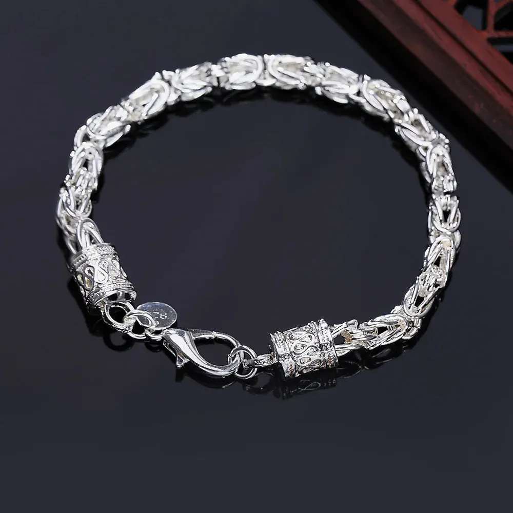 925 Sterling Silver Exquisite Solid Chain Bracelet Fashion Charm Women Men Solid Wedding Cute Simple Models Jewelry