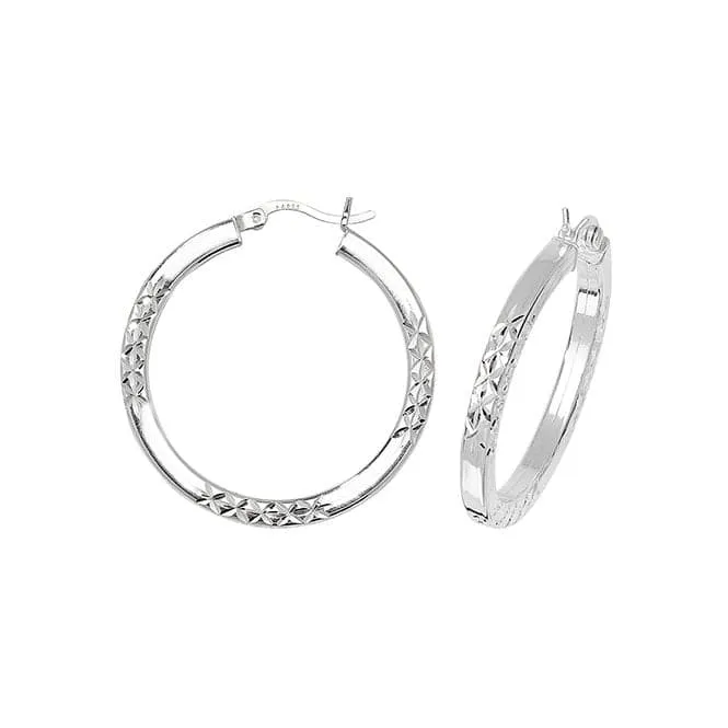 Acotis Silver Hoop Earrings Dia Cut G5737