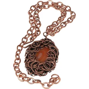 Amber Lady Pendant Copper Statement Necklace