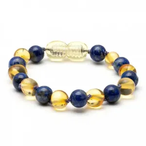 Amber Stone - Baroque Baltic Amber & Lapis Lazuli Baby Bracelet 7