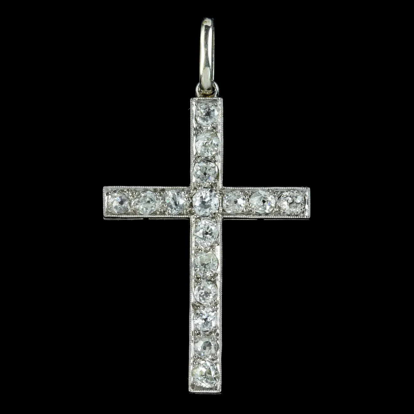 Antique Edwardian Diamond Cross Pendant Platinum 1.65ct Diamond Circa 1910