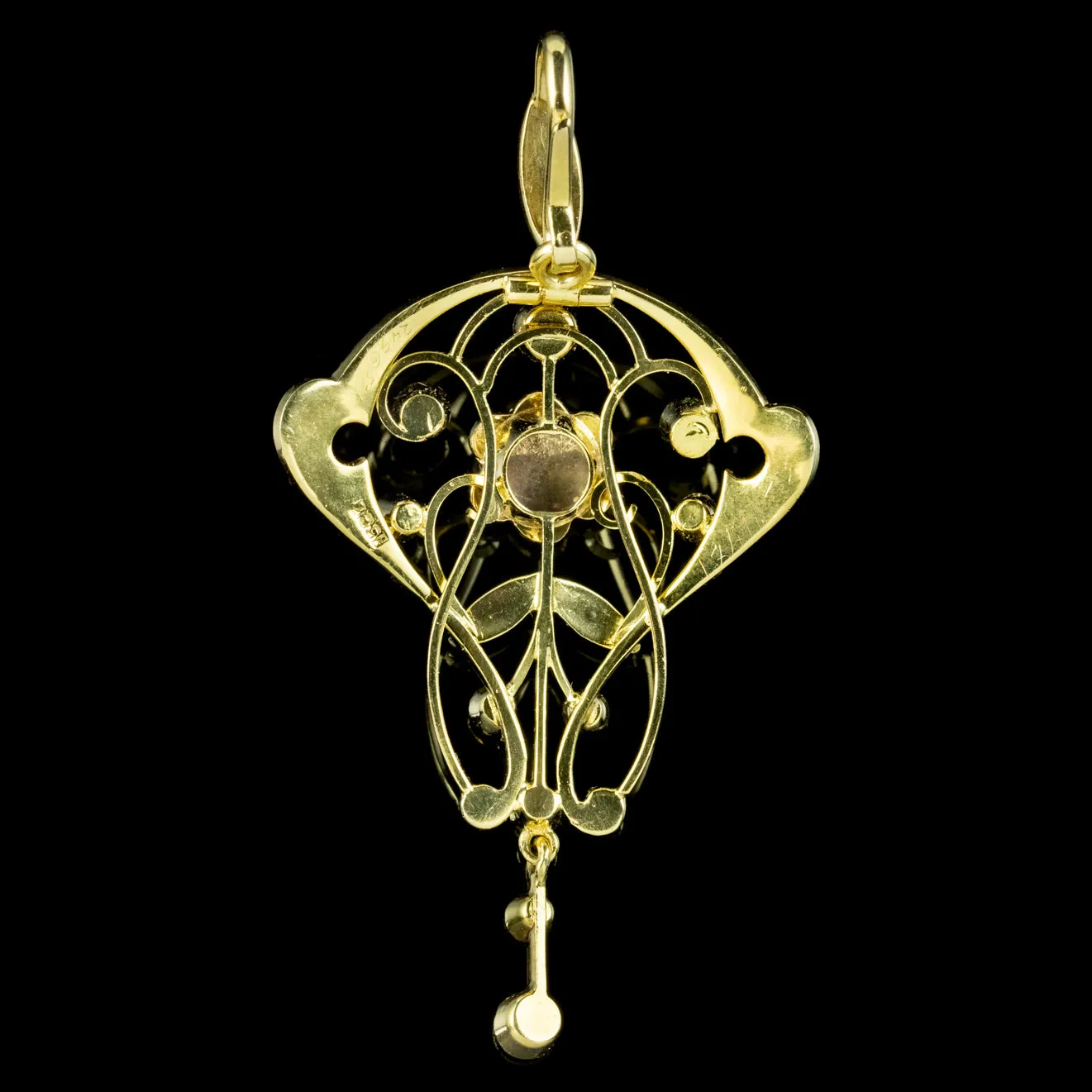 Antique Edwardian Suffragette Floral Pendant 15ct Gold Circa 1910